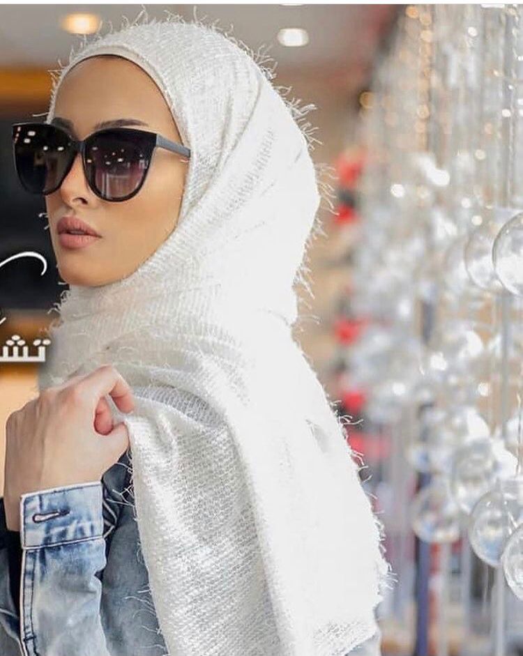 شال و حجاب كريب شيفون ريش التقى.