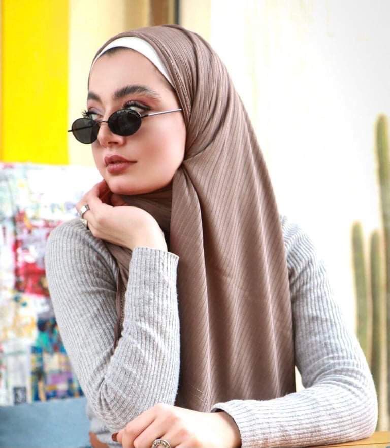 حجاب شال كويتي قطن ليكرا سادة التقى.