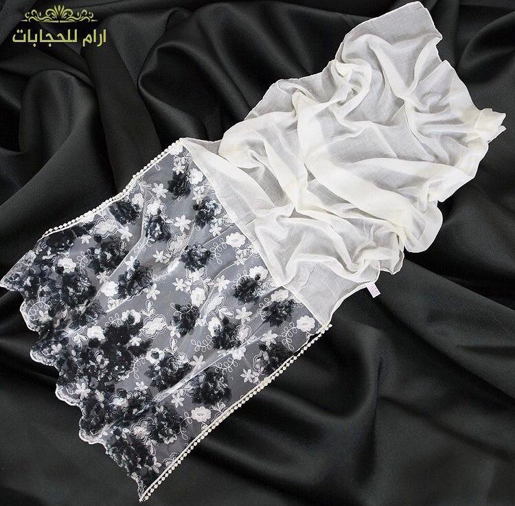 حجاب شال  قطن باطراف شيفون والماس   التقى.